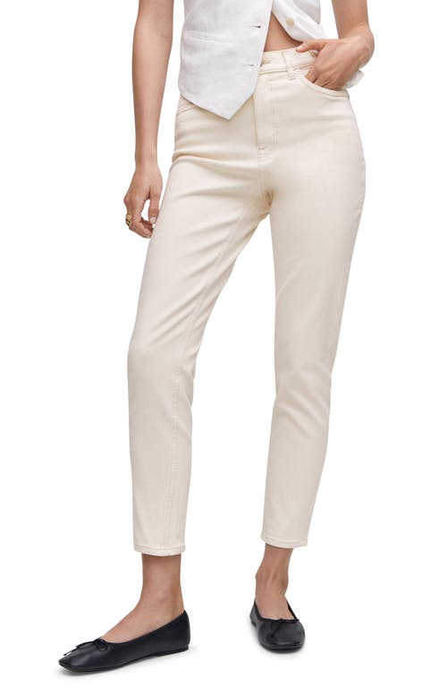 MANGO Comfort High Waist Straight Leg Mom Jeans Off White at Nordstrom,