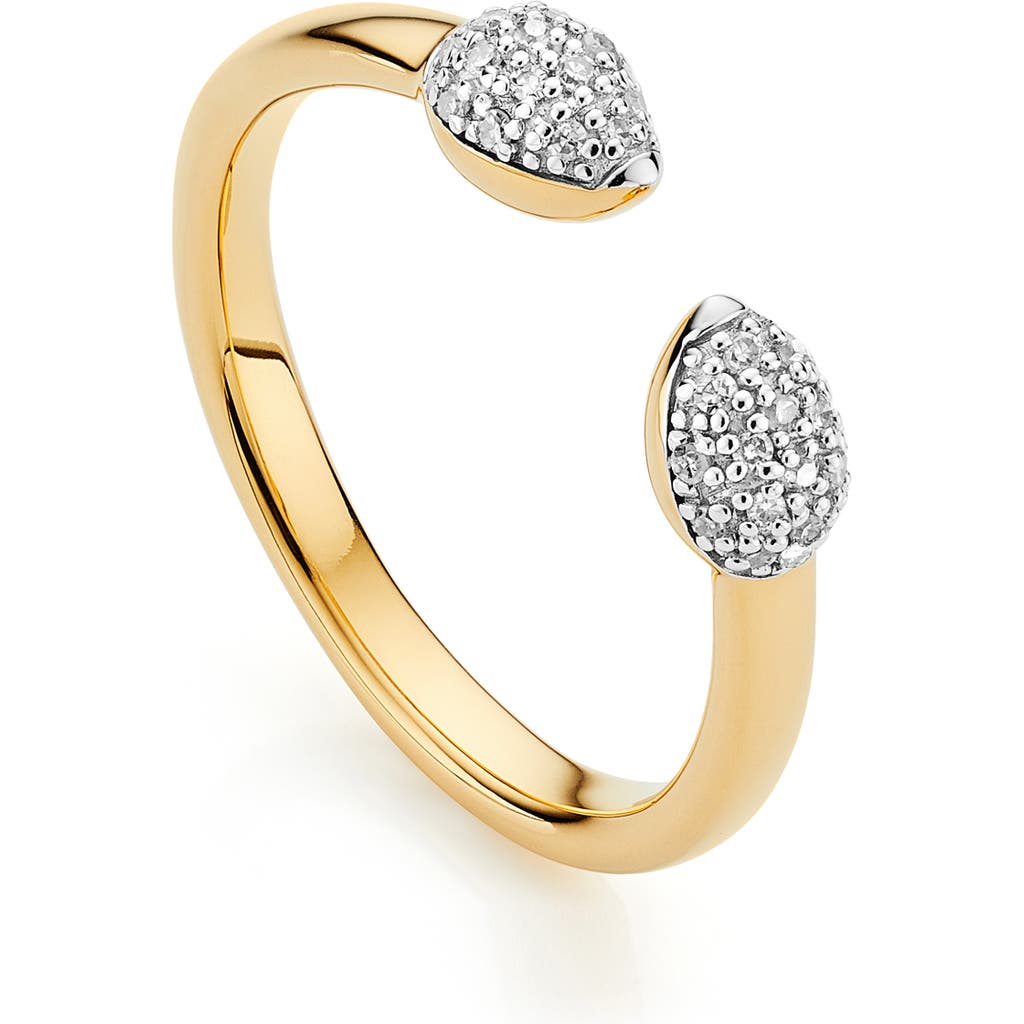 Shop Monica Vinader Fiji Bud Diamond Stacking Ring In Yellow Gold/diamond