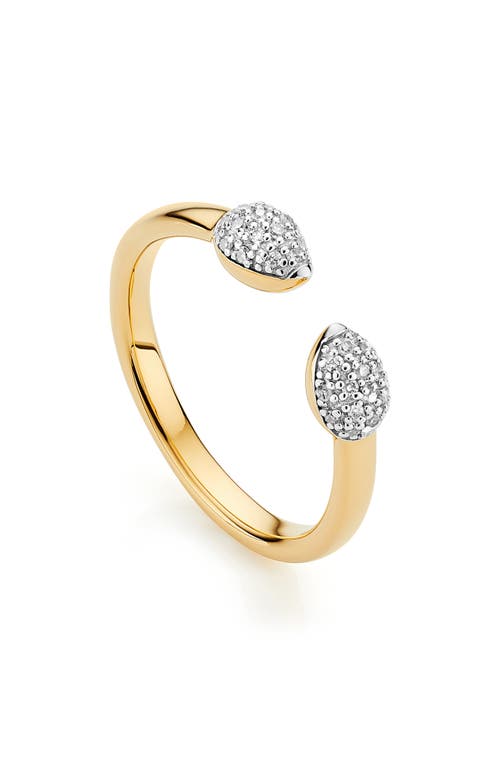 Shop Monica Vinader Fiji Bud Diamond Stacking Ring In Yellow Gold/diamond