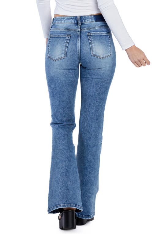 Shop Hint Of Blu Flare Jeans In River Boat Blue