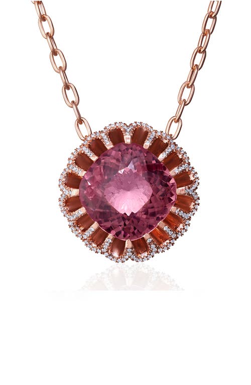 Mindi Mond Floating Pink Tourmaline & Diamond Pendant Necklace