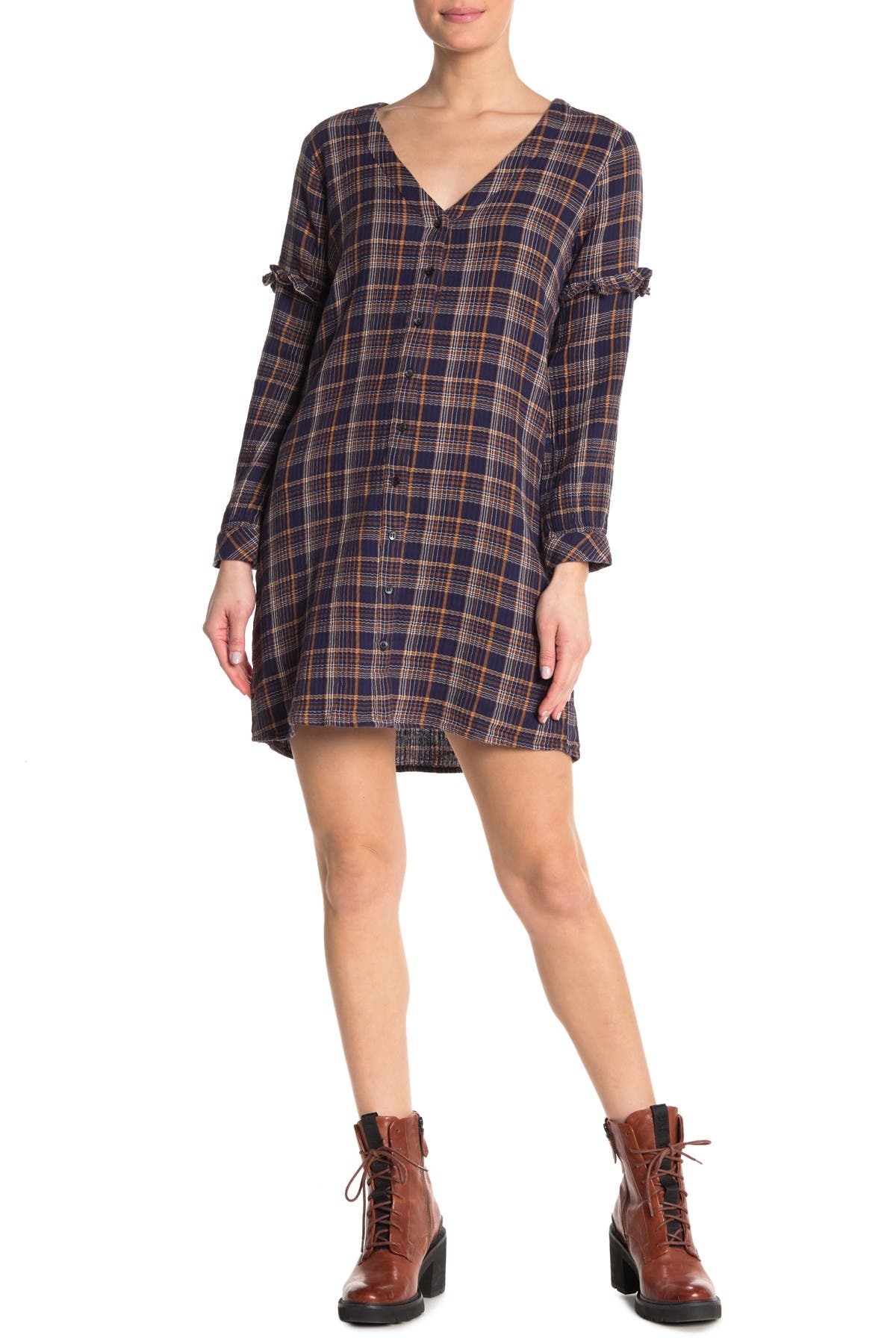 madewell plaid shirt dress