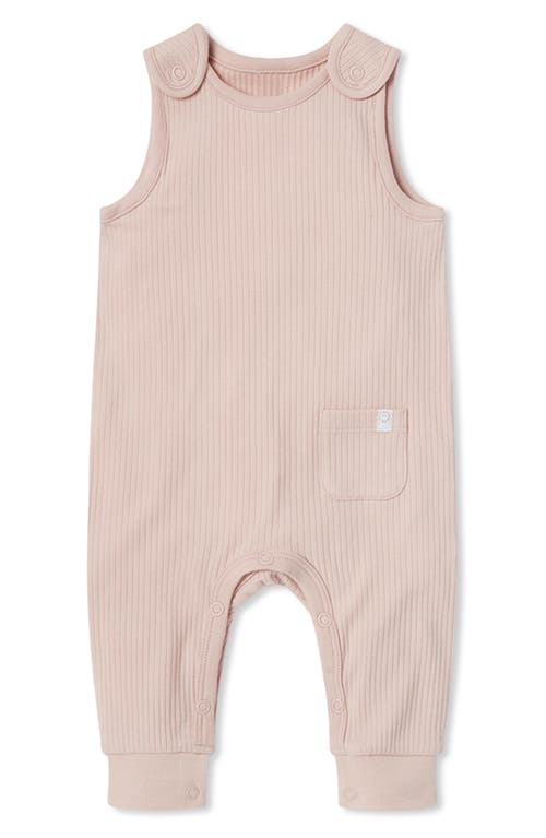 MORI Ribbed Fitted Overall Romper in Ribbed Blush at Nordstrom