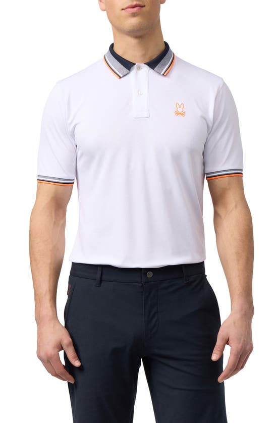 Psycho Bunny Portland Sport Tipped Piqué Polo In White