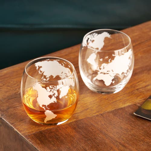 Viski Globe Whiskey Tumblers Set Of 2 In Clear