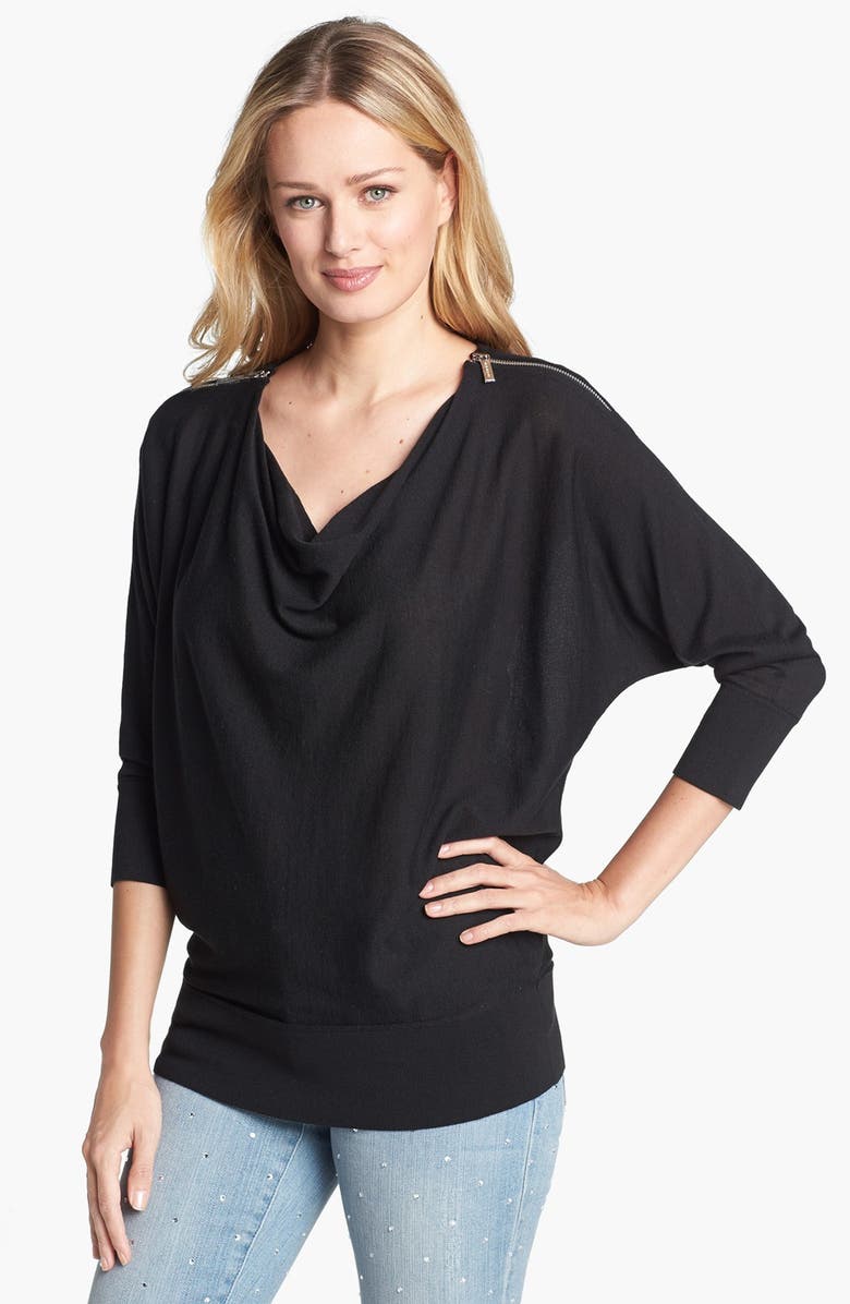 MICHAEL Michael Kors Zip Shoulder Cowl Neck Sweater | Nordstrom