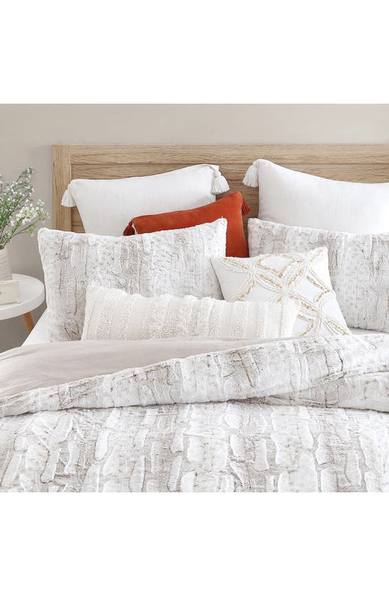 Peri Home Snow Leopard Faux Fur Comforter & Shams Set In Ivory