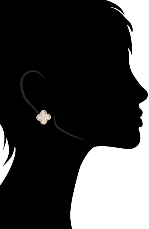Shop Rivka Friedman Clover Cz Stud Earrings In Mother Of Pearl