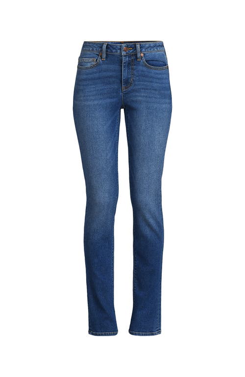 Lands' End Recover Mid Rise Straight Leg Blue Jeans In Indigo Tide Blue