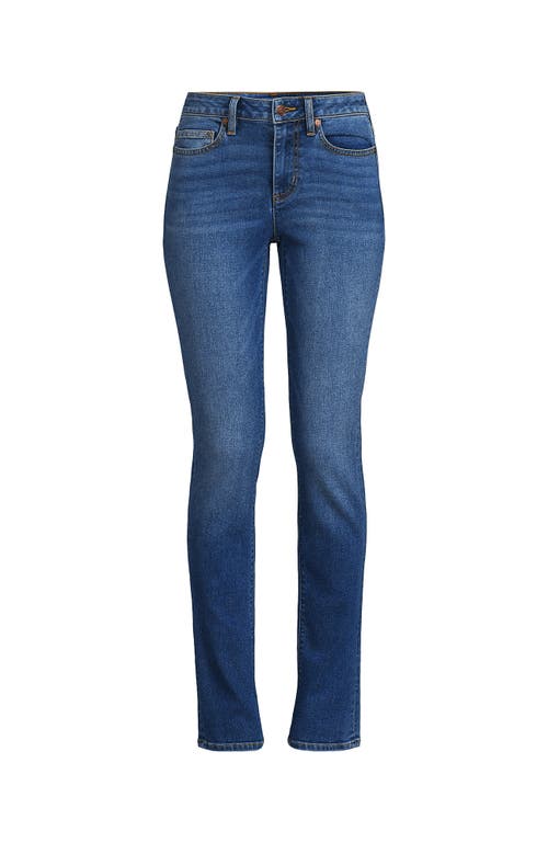 Shop Lands' End Recover Mid Rise Straight Leg Blue Jeans In Indigo Tide Blue