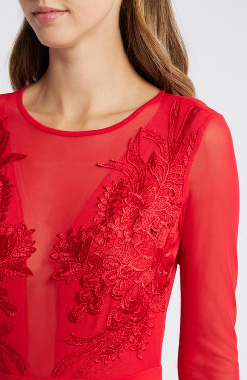 Bebe Mesh And Lace Illusion Dress In Red