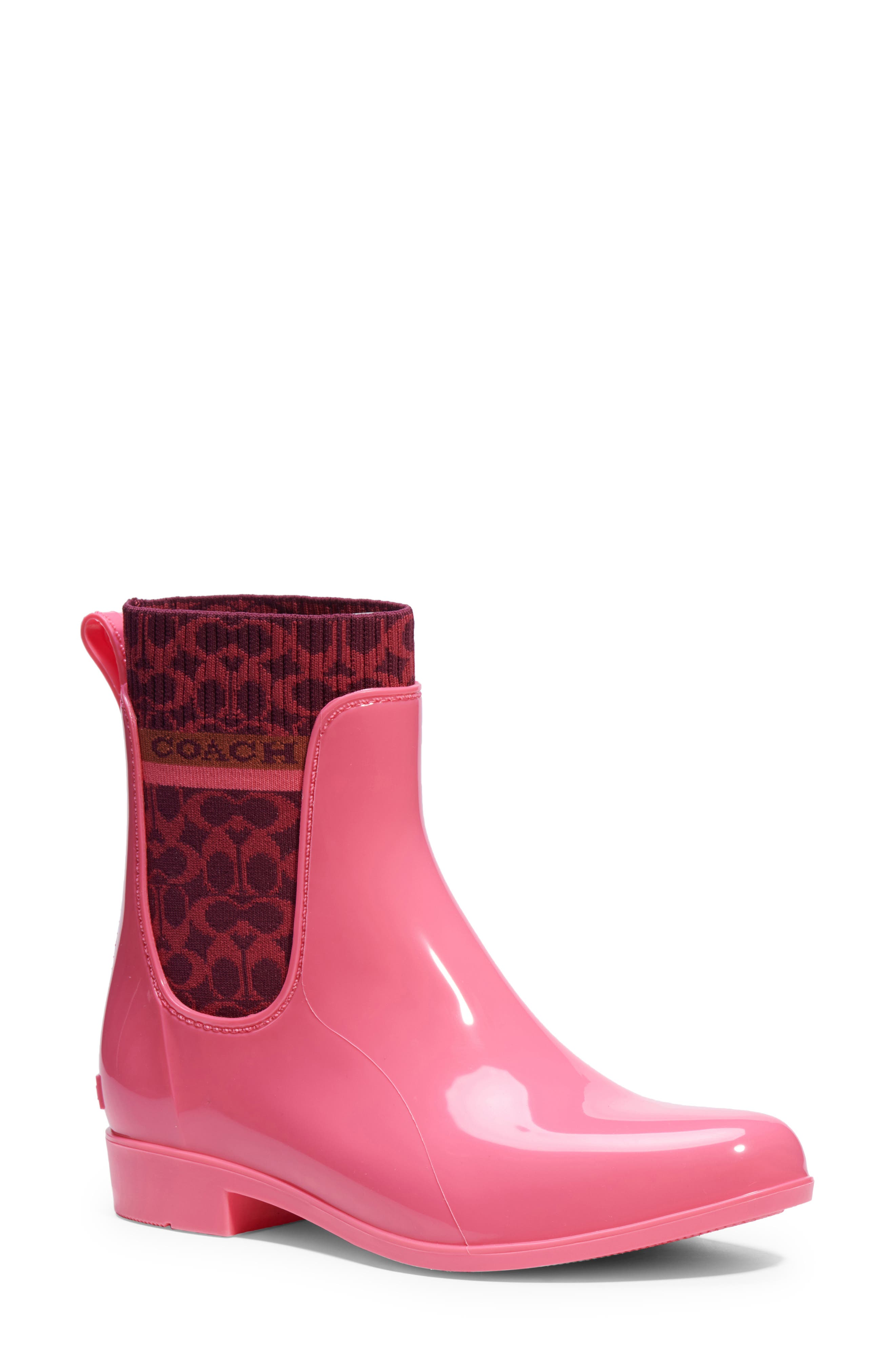pink plastic boots