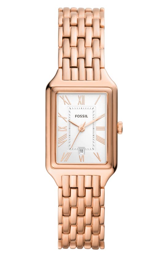 Fossil Women's Raquel Three-hand Date Rose Gold-tone Stainless Steel Bracelet Watch, 23mm