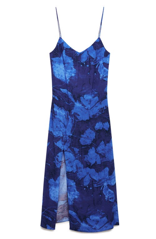 Mango Printed Strap Dress Blue In Blue