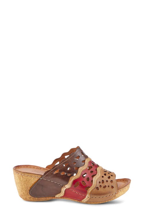 Spring Step Footy Wedge Sandal In Brown Multi