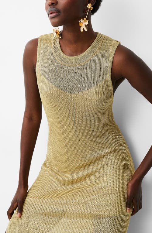 Shop French Connection Jada Metallic Open Stitch Sweater Dress In Gold Metal