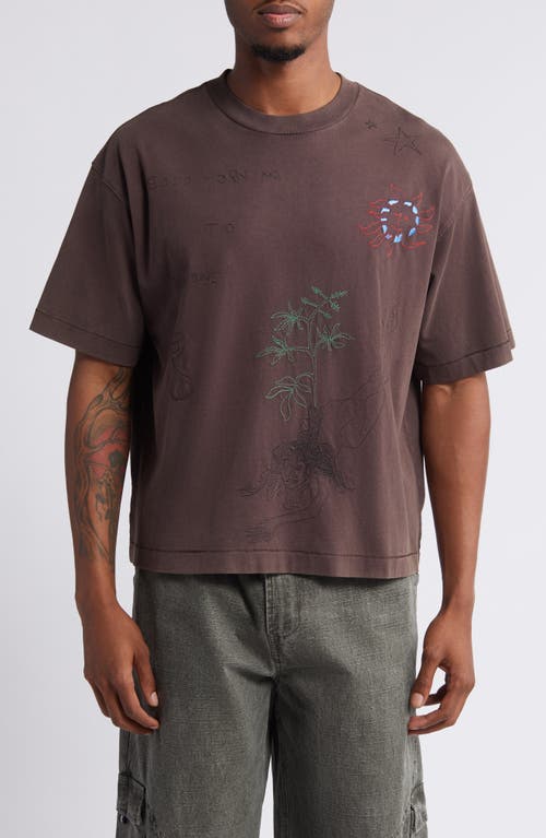 Good Morning Vintage Wash Graphic T-Shirt in Brown