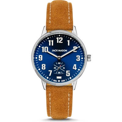 Jack Mason Field Sub Second Leather Strap Watch,