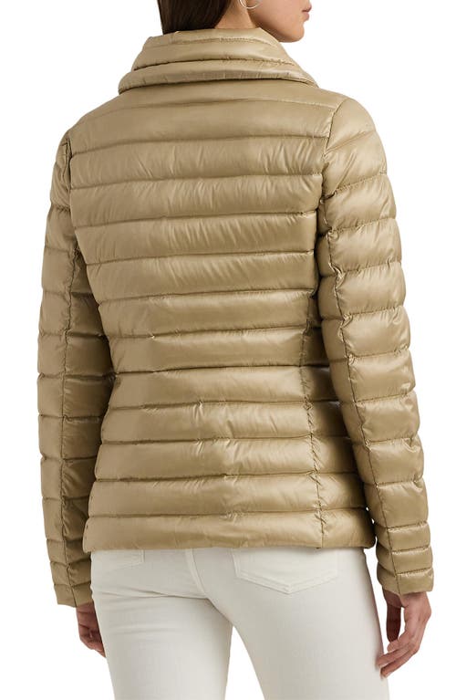 Shop Lauren Ralph Lauren Down Puffer Jacket In Birch Beige