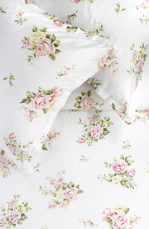 Melange Home Rose Bouquet 400 Thread Count Cotton Duvet Set In White/pink