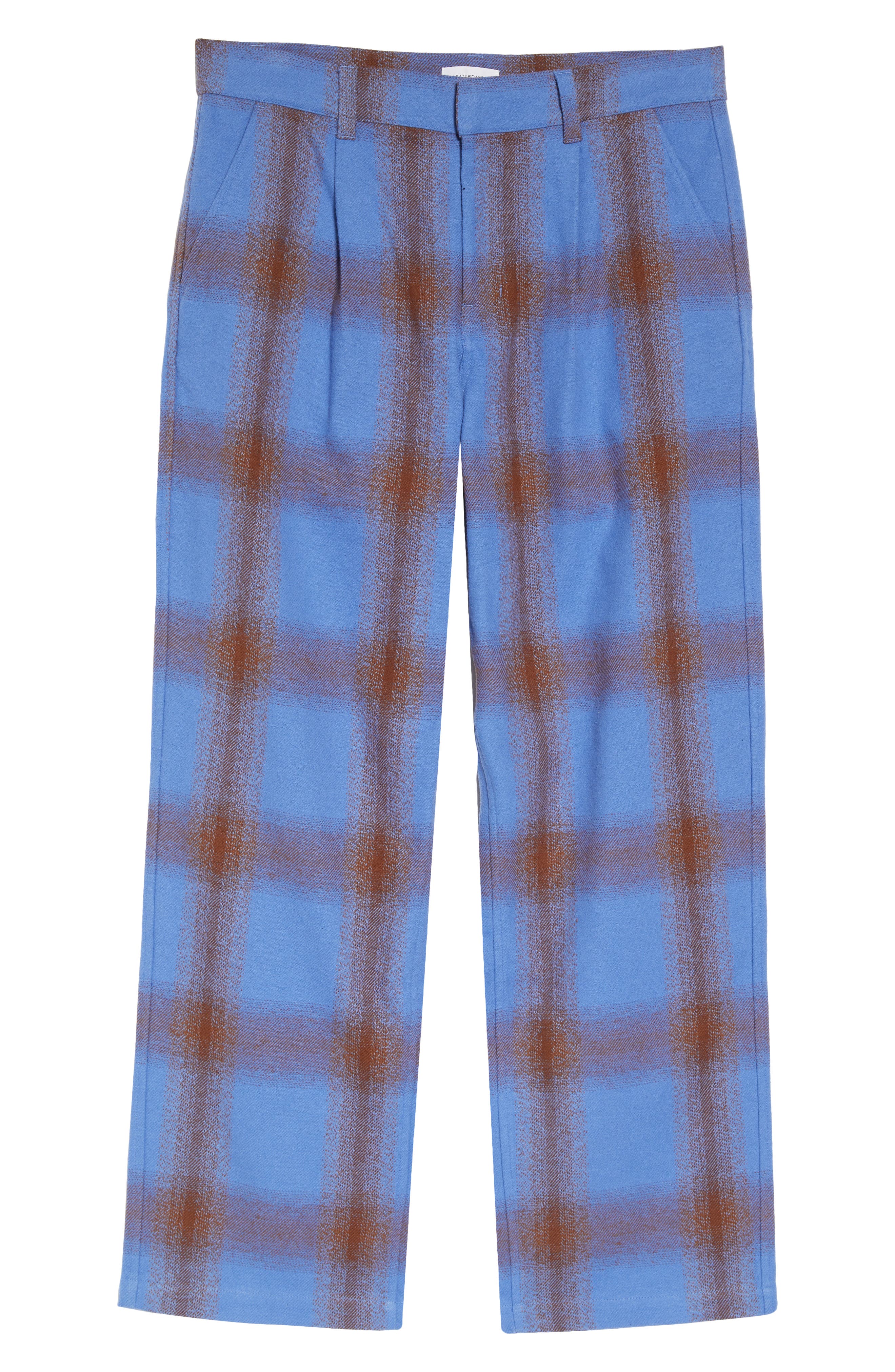 Saturdays NYC George Plaid Trousers in Blue Multi | Smart Closet