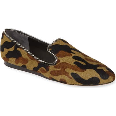 Veronica Beard Griffin Zipper Genuine Calf Hair Loafer- Green