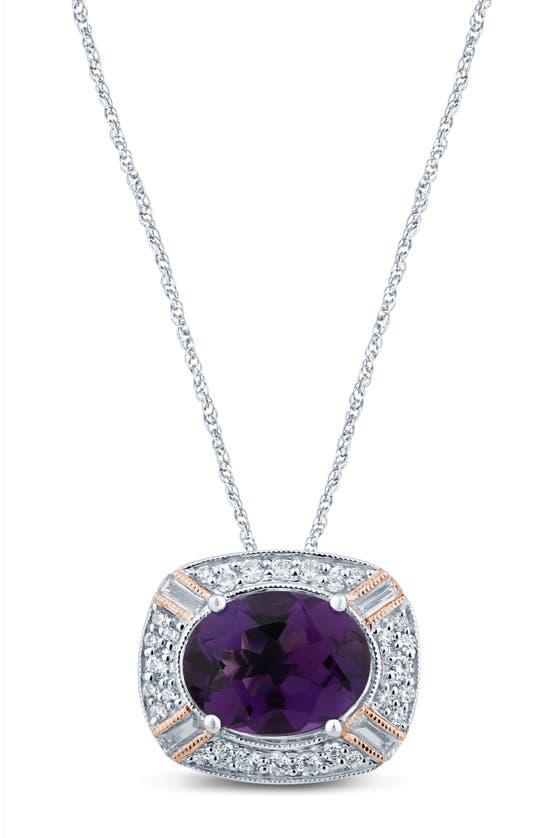 Shop Zac Posen Truly  Oval Amethyst & Diamond Pendant Necklace In White Gold