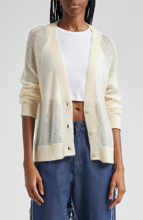 Semisheer Logo Cardigan in Bone