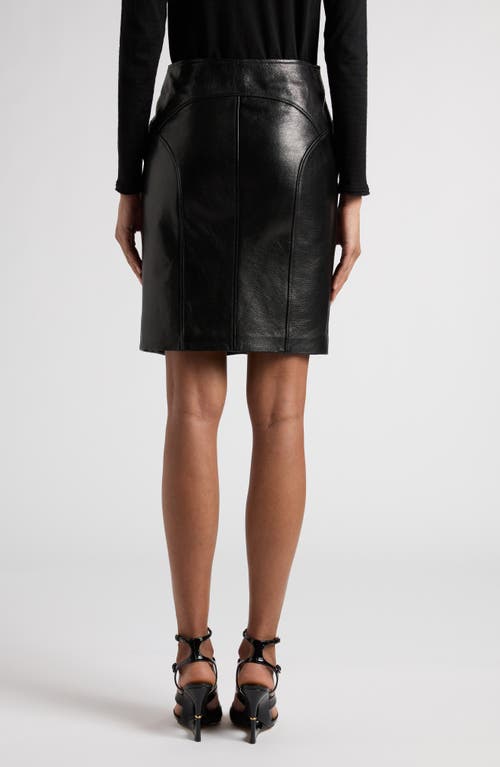 Shop Tom Ford Lux Zip Detail Goatskin Leather Skirt In Lb999 Black