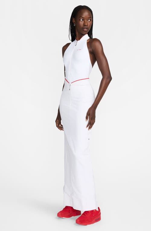 Shop Nike X Jacquemus Maxi Skirt In White/university Red