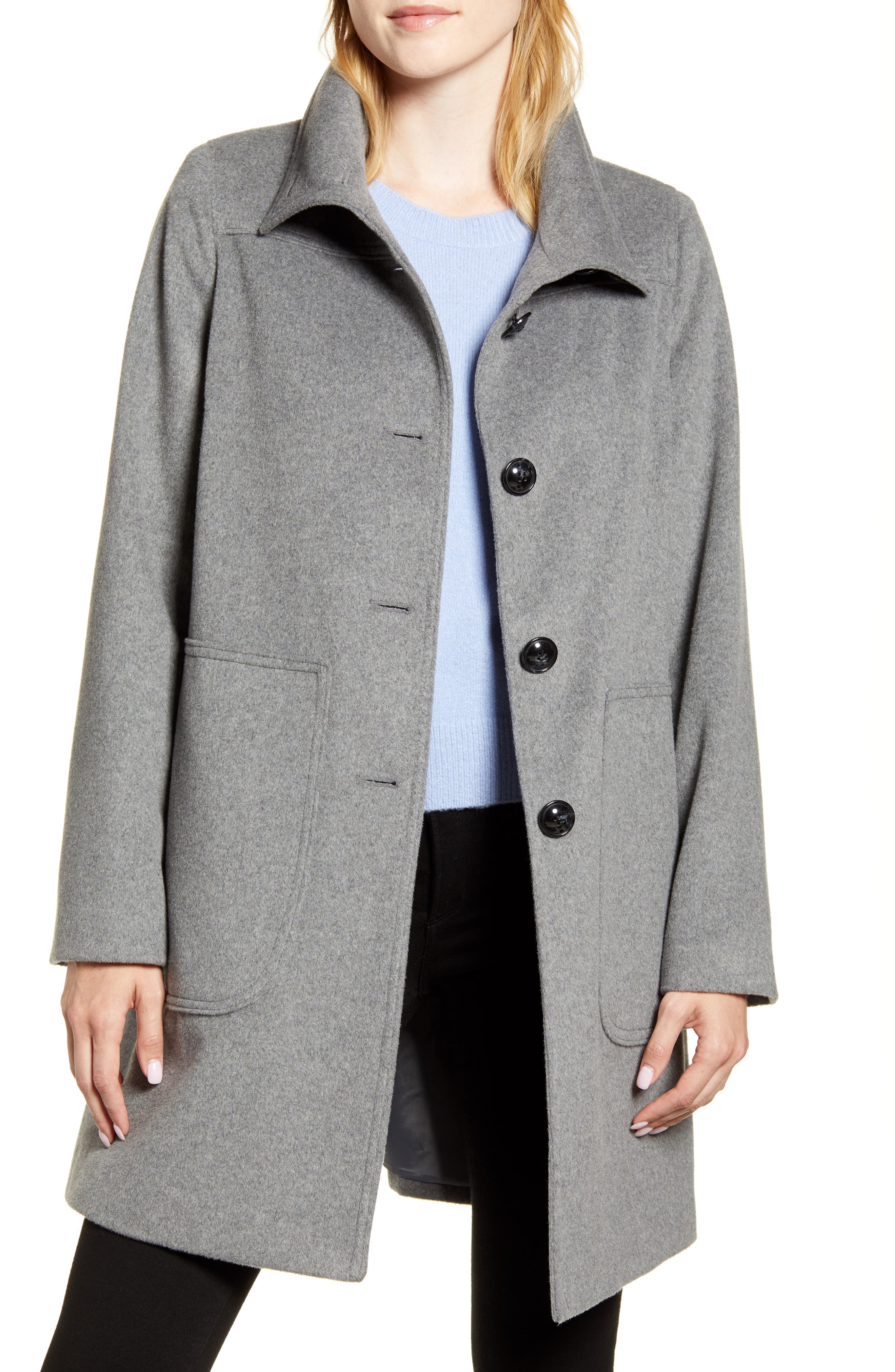 belted wrap front wool coat