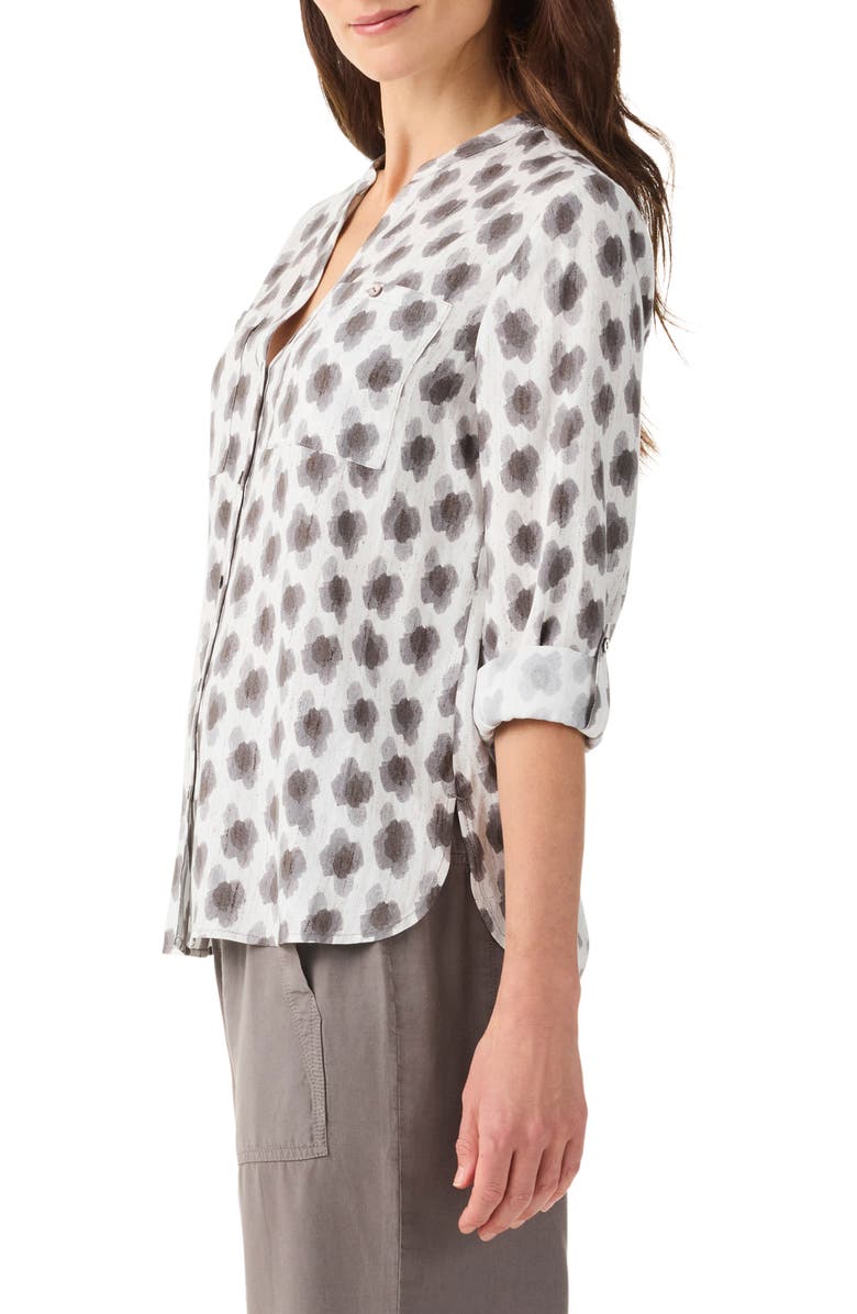 NIC & ZOE Women's Batik Stamp Top - Lightweight Linen Knit, V-Neck With 3/4 Bell Sleeves, Easy Fit