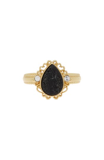 Covet 14k Gold Plated Druzy Crystal Halo Ring