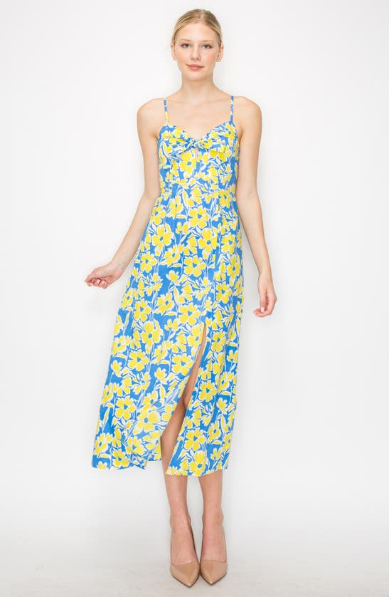 Shop Melloday Printed Maxi Dress In Blue Yellow
