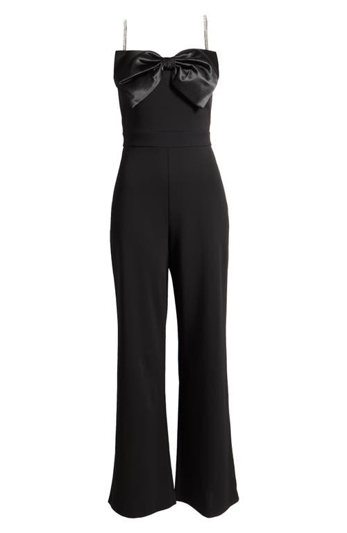 Shop Eliza J Bow Embellished Strap Jumpsuit In Black