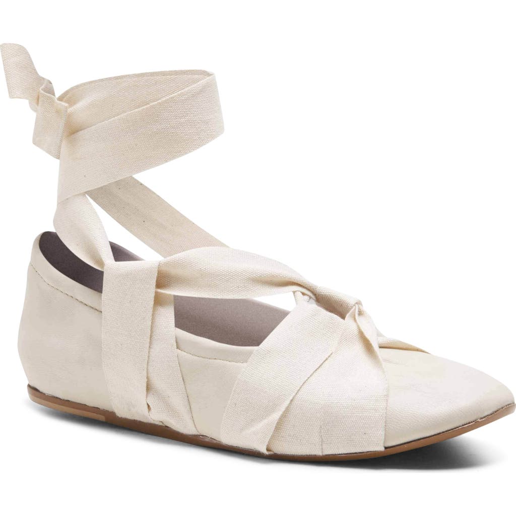 Free People Cece Ankle Strap Flat In Antique Ivory
