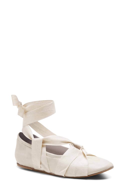 Free People Cece Ankle Strap Flat In Antique Ivory