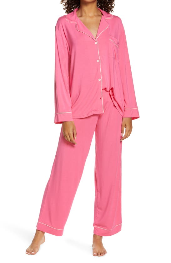 Eberjey Gisele Jersey Knit Pajamas In Bright Pink/ Bellini