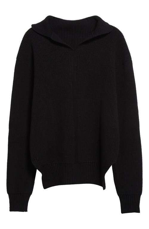 Shop Rick Owens Split Turtleneck Wool Fisherman Sweater In Black