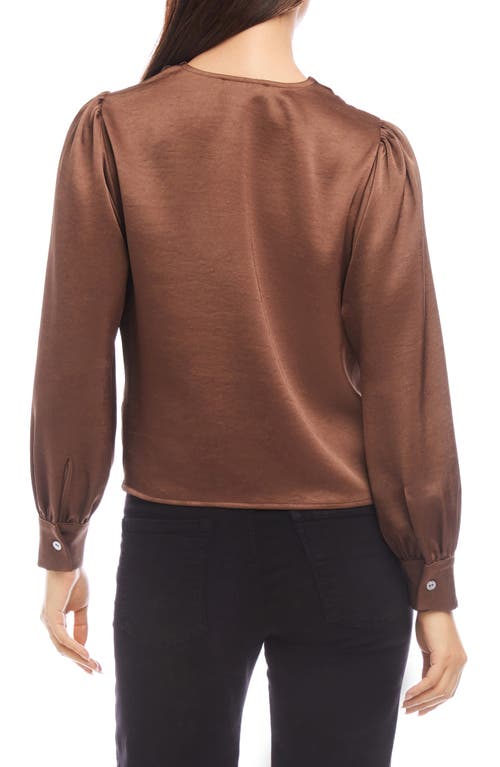 Shop Karen Kane Surplice Drape Front Satin Top In Cognac