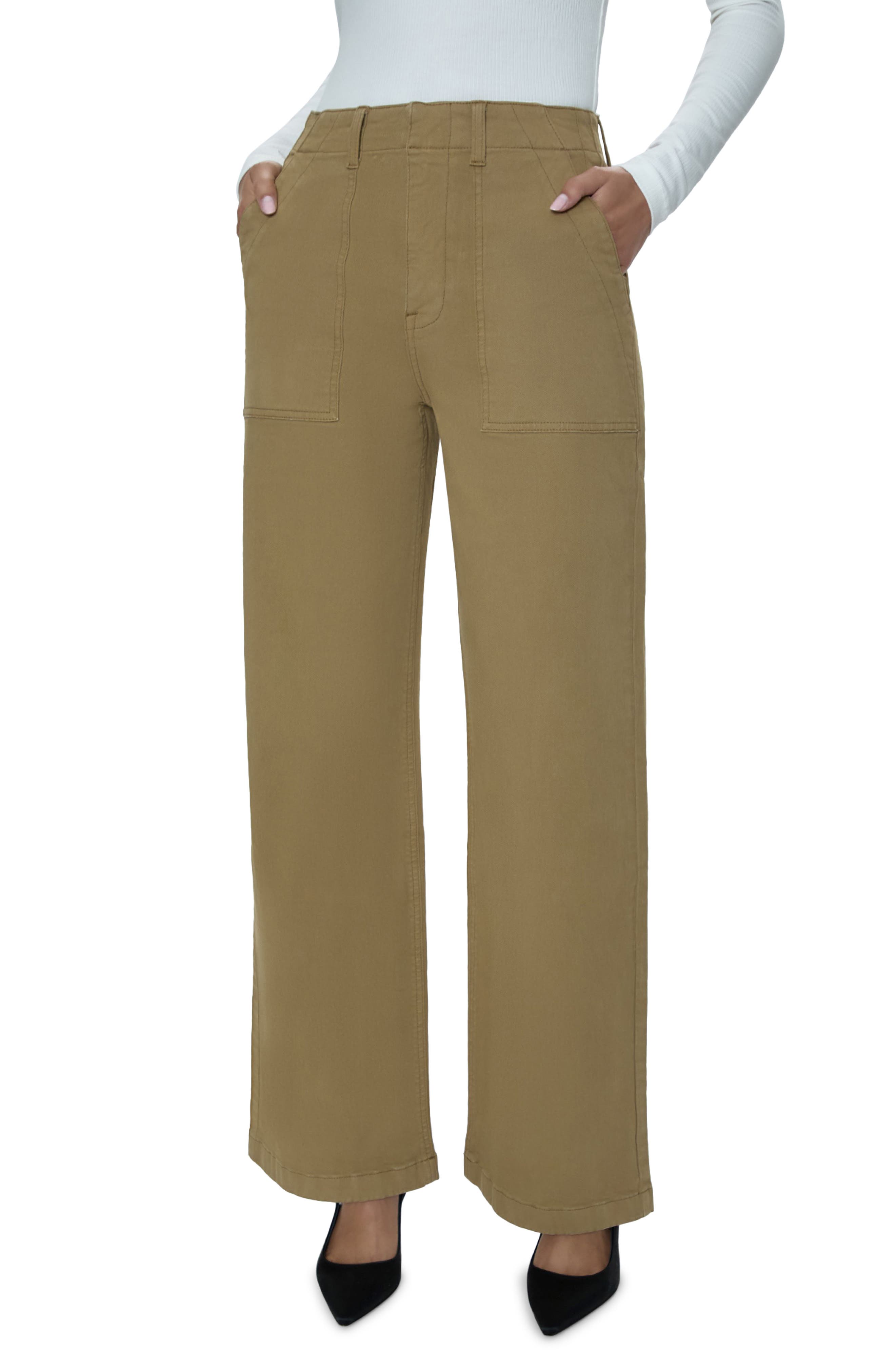 Pistola Nicole Stretch Cotton Wide Leg Pants in Khaki 
