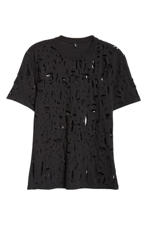 Shop R13 Shredded Cotton T-shirt In Black