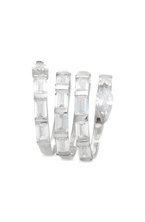 Shymi Cubic Zirconia Swirl Bypass Ring In Silver/white