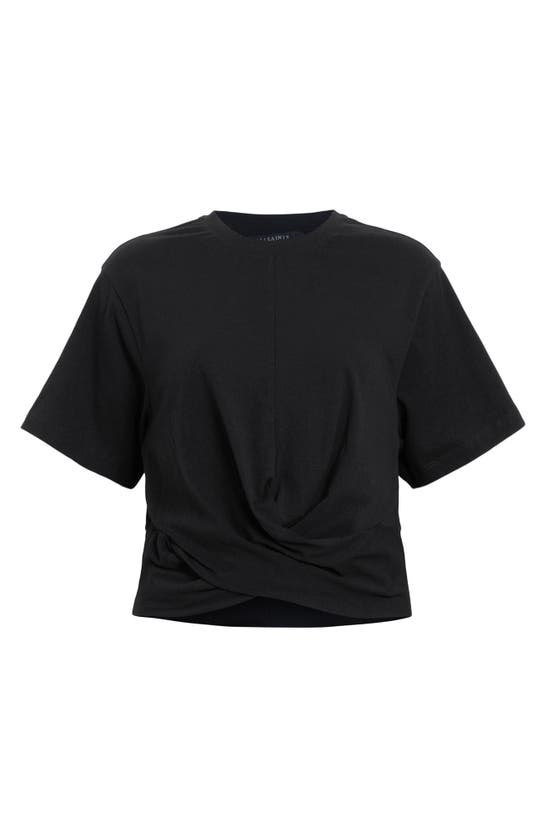 Shop Allsaints Mallinson Twist Hem Crop T-shirt In Black
