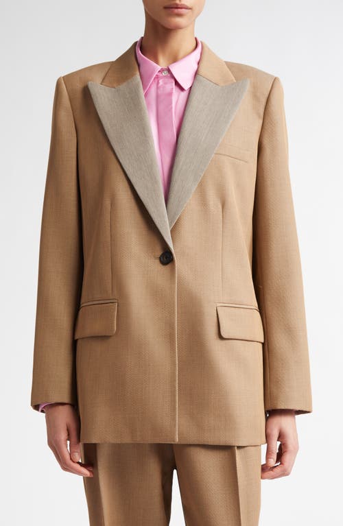 PARTOW Alma Contrast Lapel Virgin Wool Blazer in Almond 