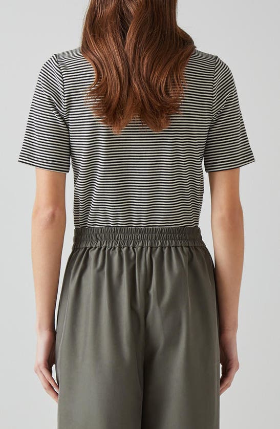 Shop Lk Bennett Charlie Stripe Pocket Rib Top In Black