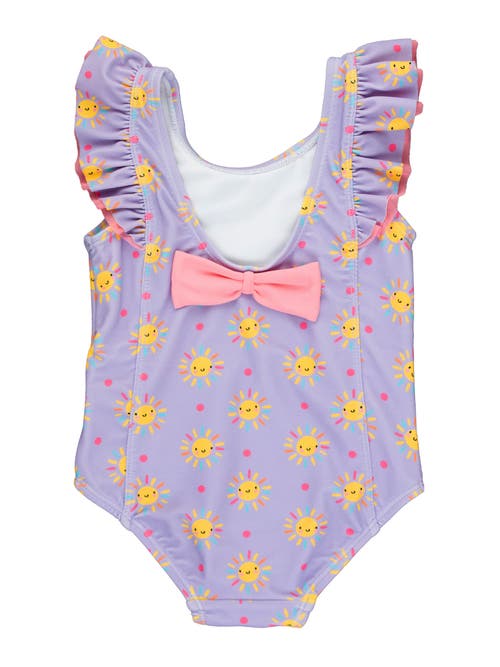 Shop Rufflebutts Girls Upf50+  Waterfall One Piece In Lavender Sunshiny Day