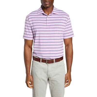 Peter Millar Agora Stripe Regular Fit Stretch Jersey Performance Polo, Red