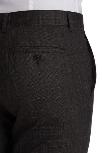 John Varvatos Collection Brown Grid Print Two Button Notch Lapel Stretch Wool Tailored Fit Suit Hautelook