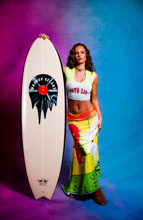 Boys Lie Fool Me Once Waffle Stitch Crop Top In Tie-dye